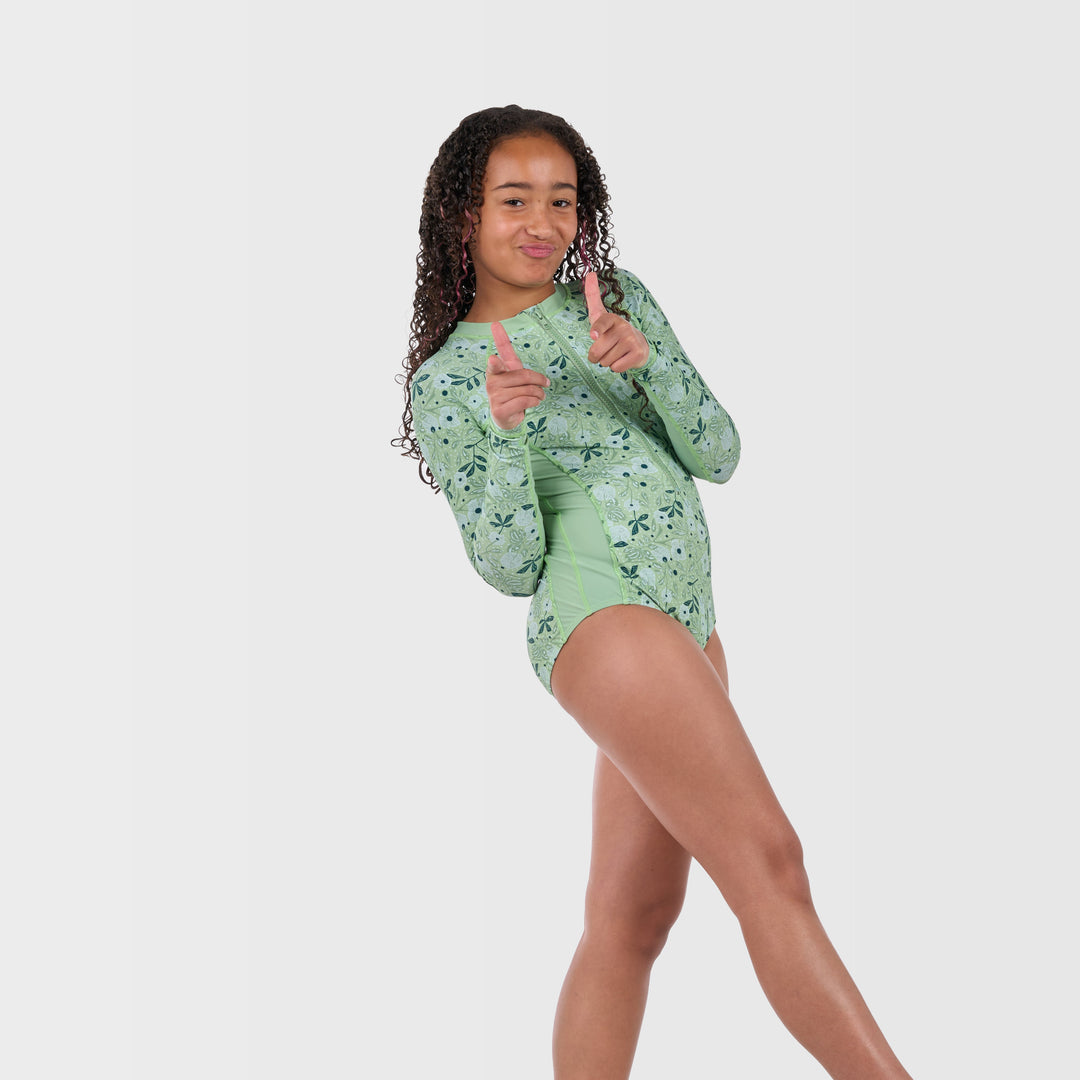Daphne Long Sleeve One Piece Swimsuit - Meadow - Side