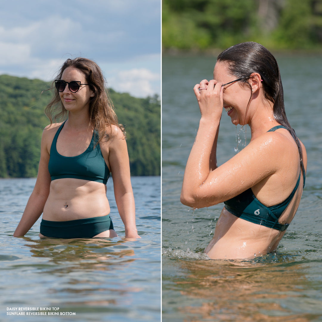 Daisy Reversible Bikini Top - Shale Green - Lifestyle