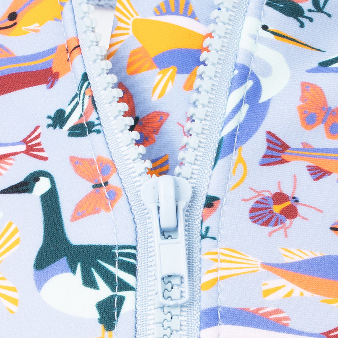 Kaia Long Sleeve One Piece Swimsuit - Foliage Blue - Feature