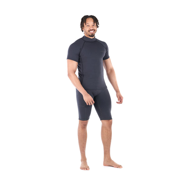 Jericho Short Sleeve Neoprene Top — Black Heather (2)
