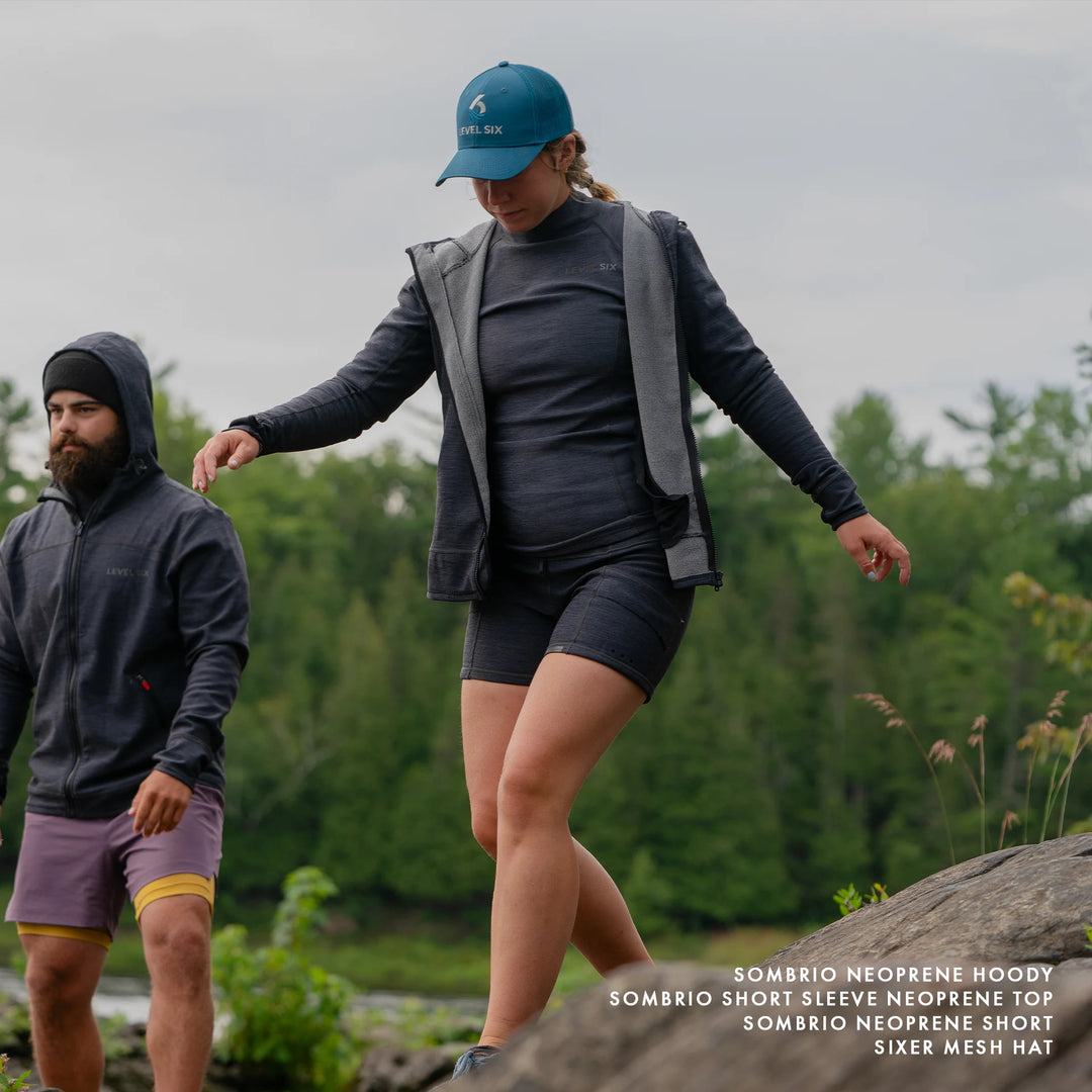 Sombrio Neoprene Short — Black Heather (7)#colour_black-heather