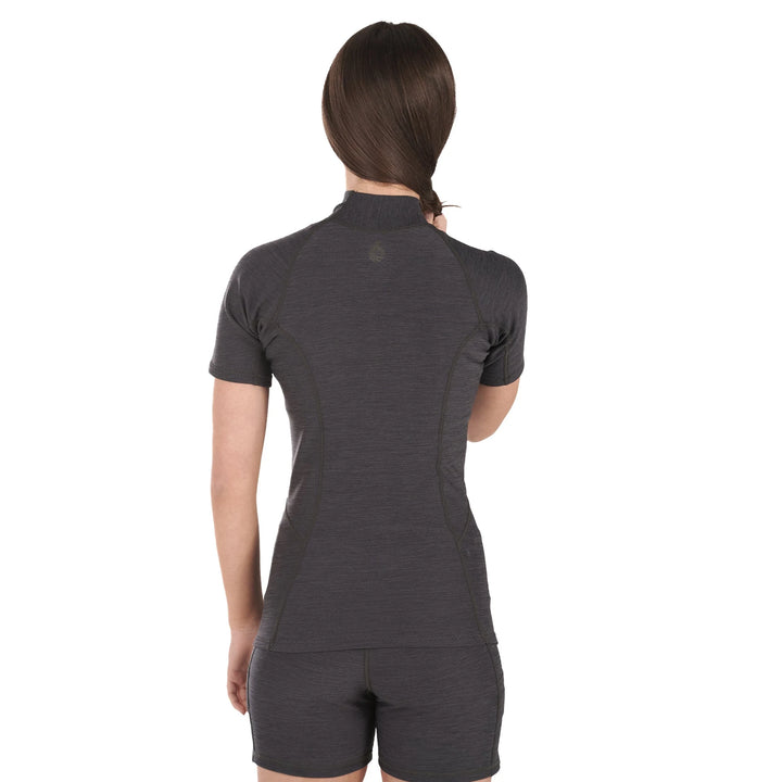 Sombrio Short Sleeve Neoprene Top — Black Heather (3)#colour_black-heather