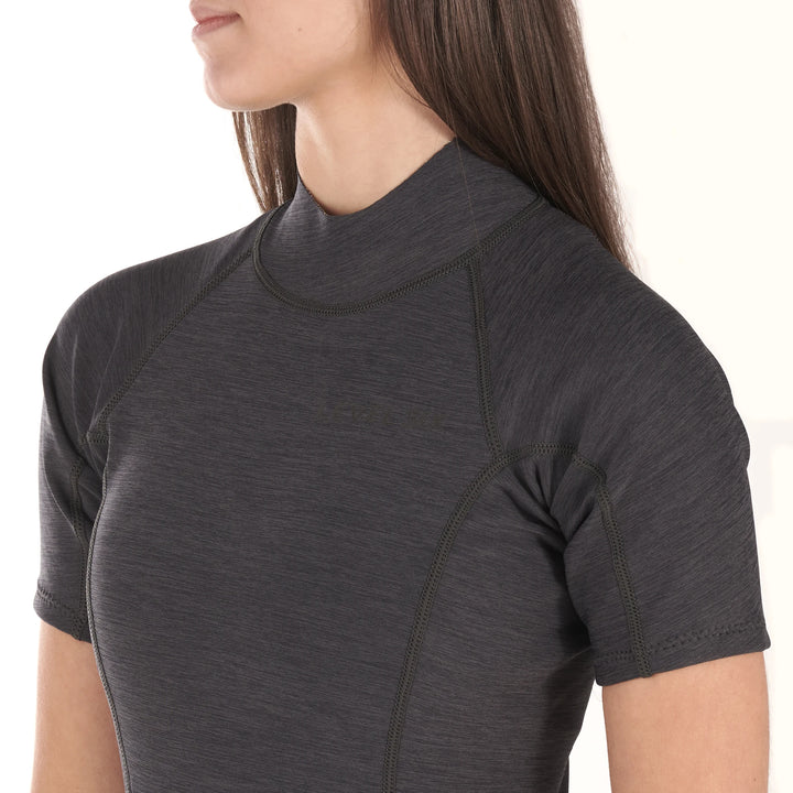 Sombrio Short Sleeve Neoprene Top — Black Heather (4)#colour_black-heather